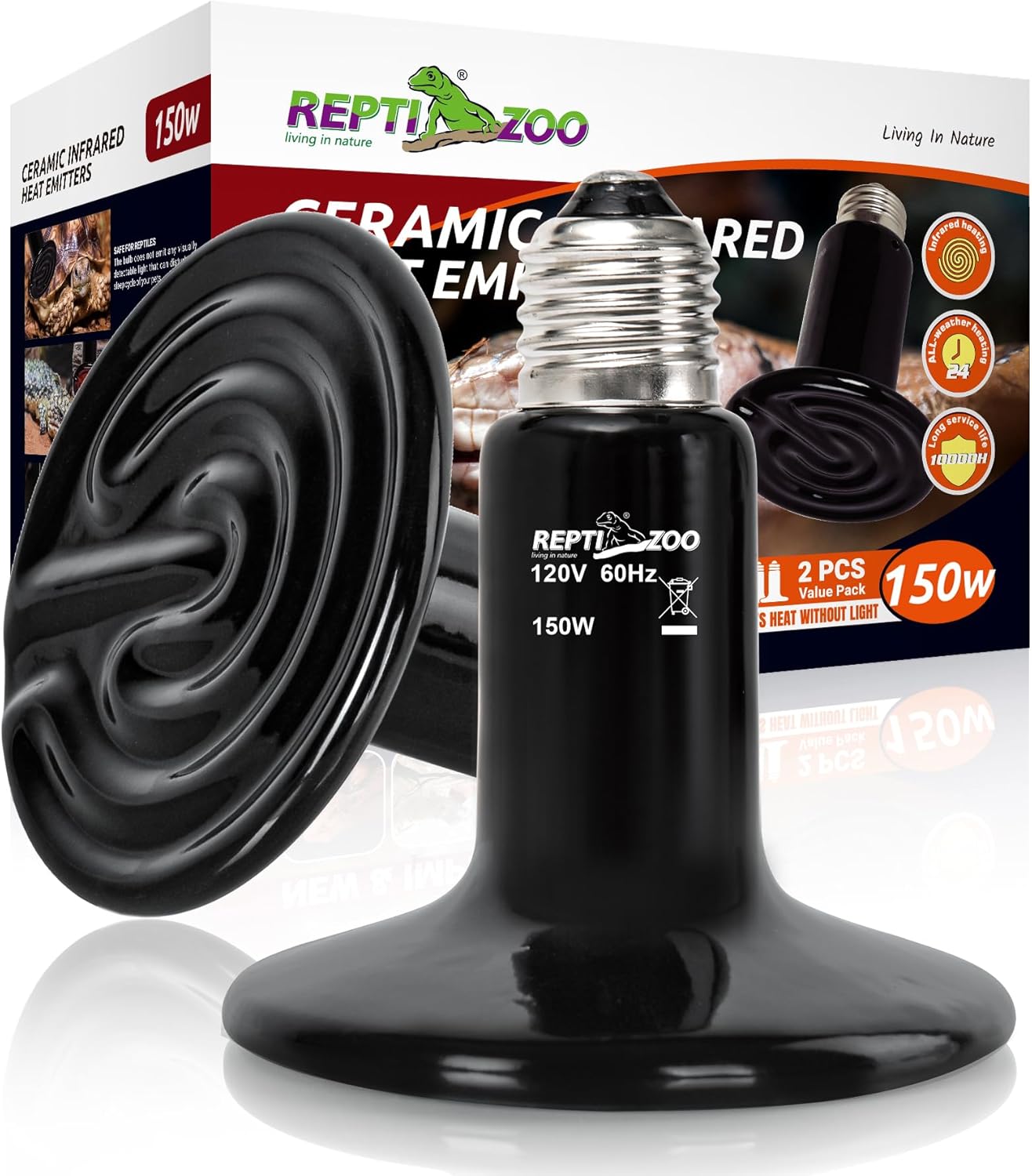 ReptiZoo Ceramic Heat Emitters (2-Pack)