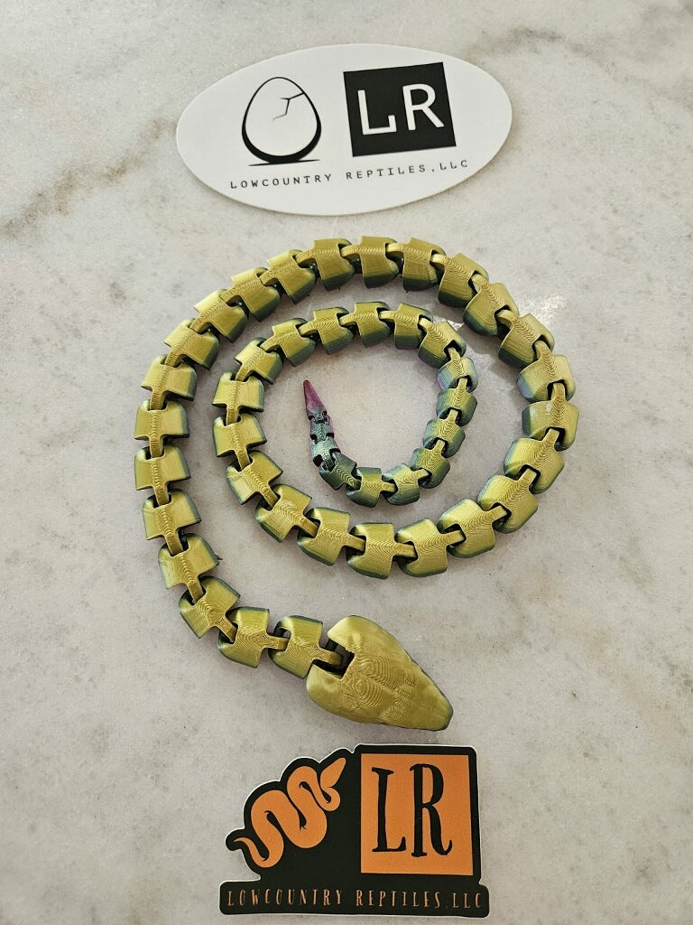 3-D Printed Snake - Gold/Green Multi-Color