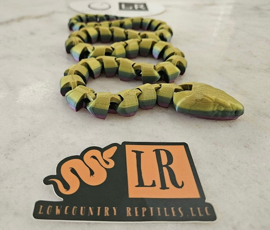 3-D Printed Snake - Gold/Green Multi-Color