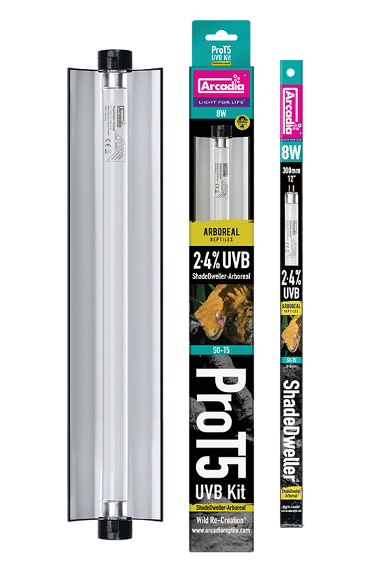 Arcadia Pro T5 UVB Kit - 12"/8 Watt - ShadeDweller Arboreal 2.4%